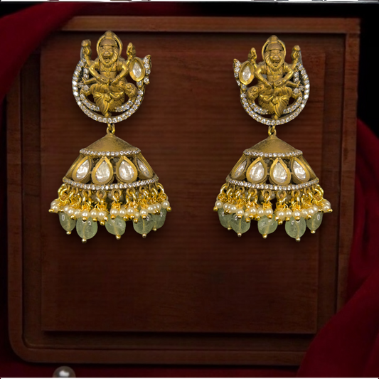Traditional Victorian Temple Jhumka with Russian beads. This product comes under victorian jewellery