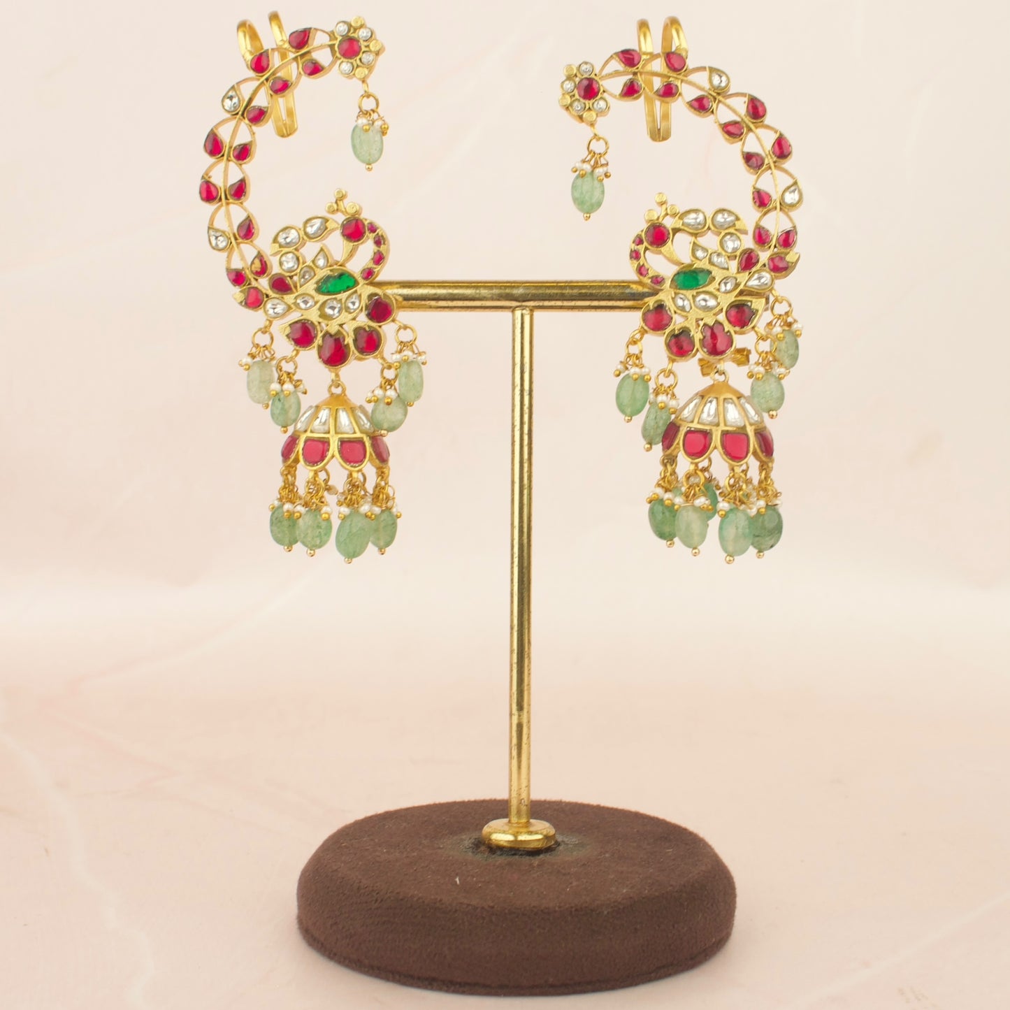 Bridal Jadau Kundan Peacock Fullkaan Jhumka Earrings