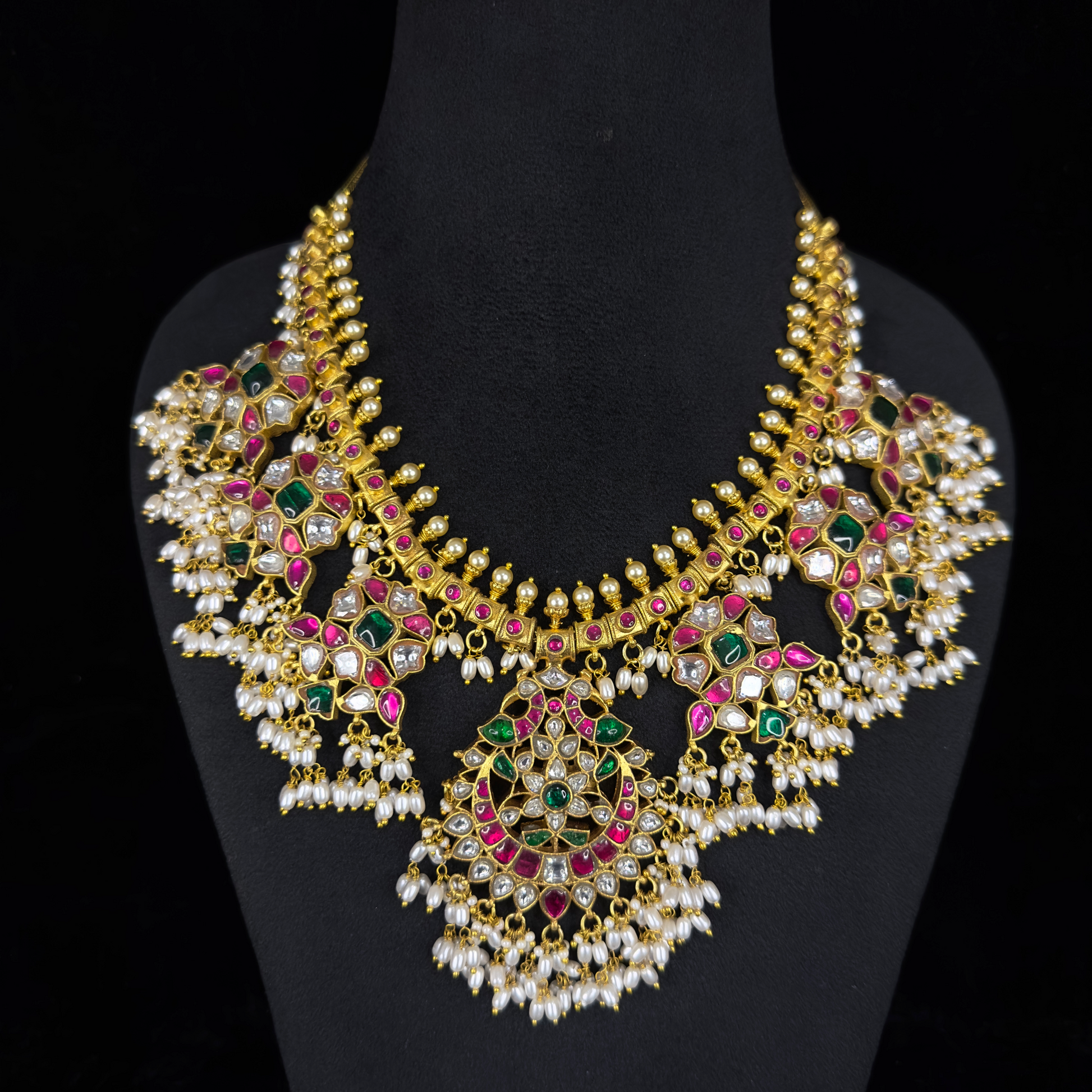 Regal Heritage: Guttapusulu Jadau Kundan Necklace with 22k gold plating This product belongs to Jadau Kundan jewellery Category