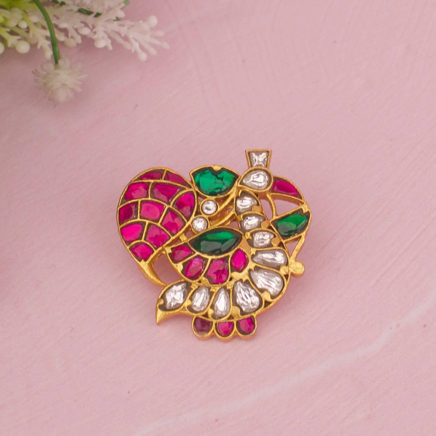 Elegant Peacock Design Jadau Kundan Locket