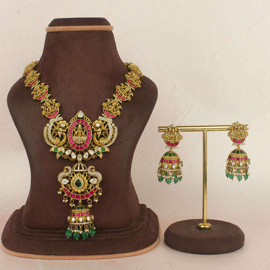 Antique Gold Kundan Fusion Necklace Set