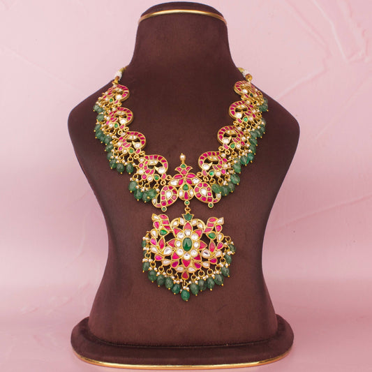 Timeless Jadau Kundan Necklace With Strawberry Beads As Hangings