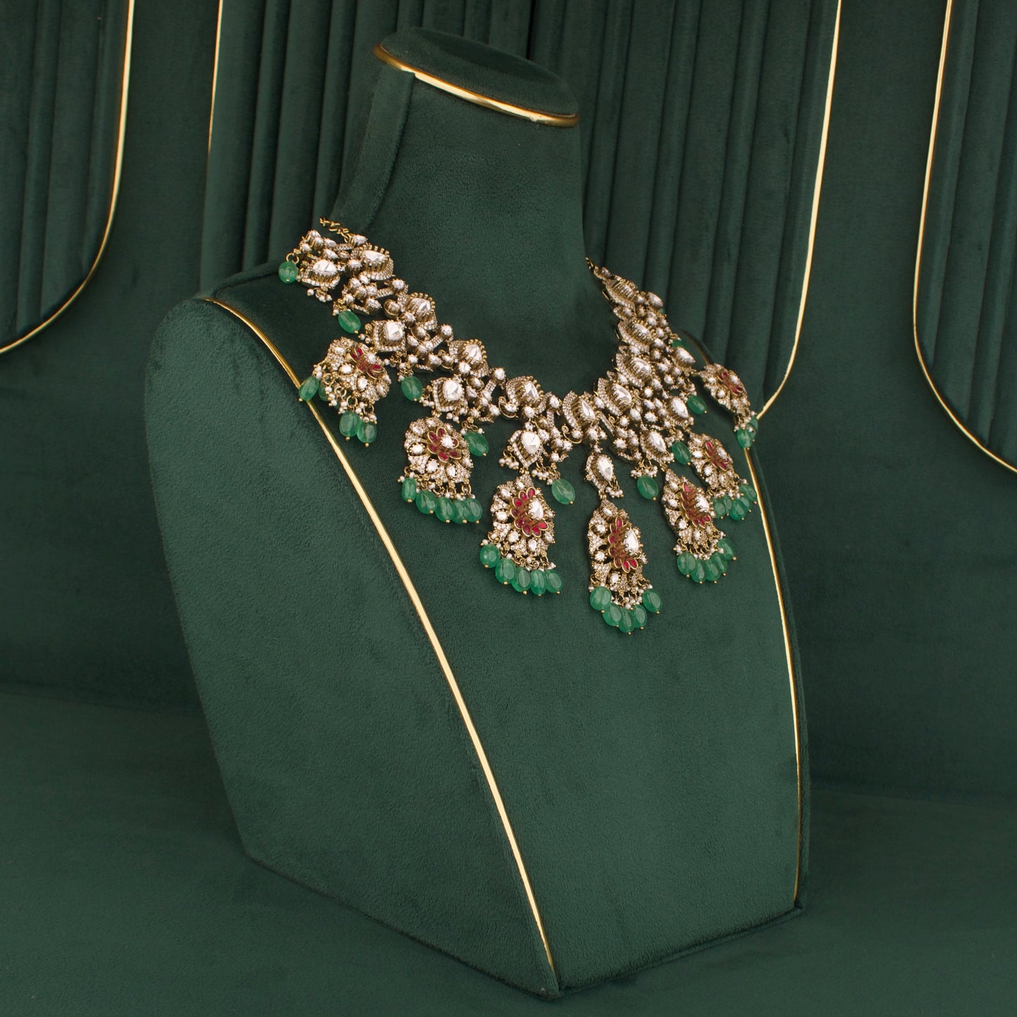 Timeless Victorian Necklace set with Earring Beautifully ￼Lefa Floral Design - DULHAN JEWELS