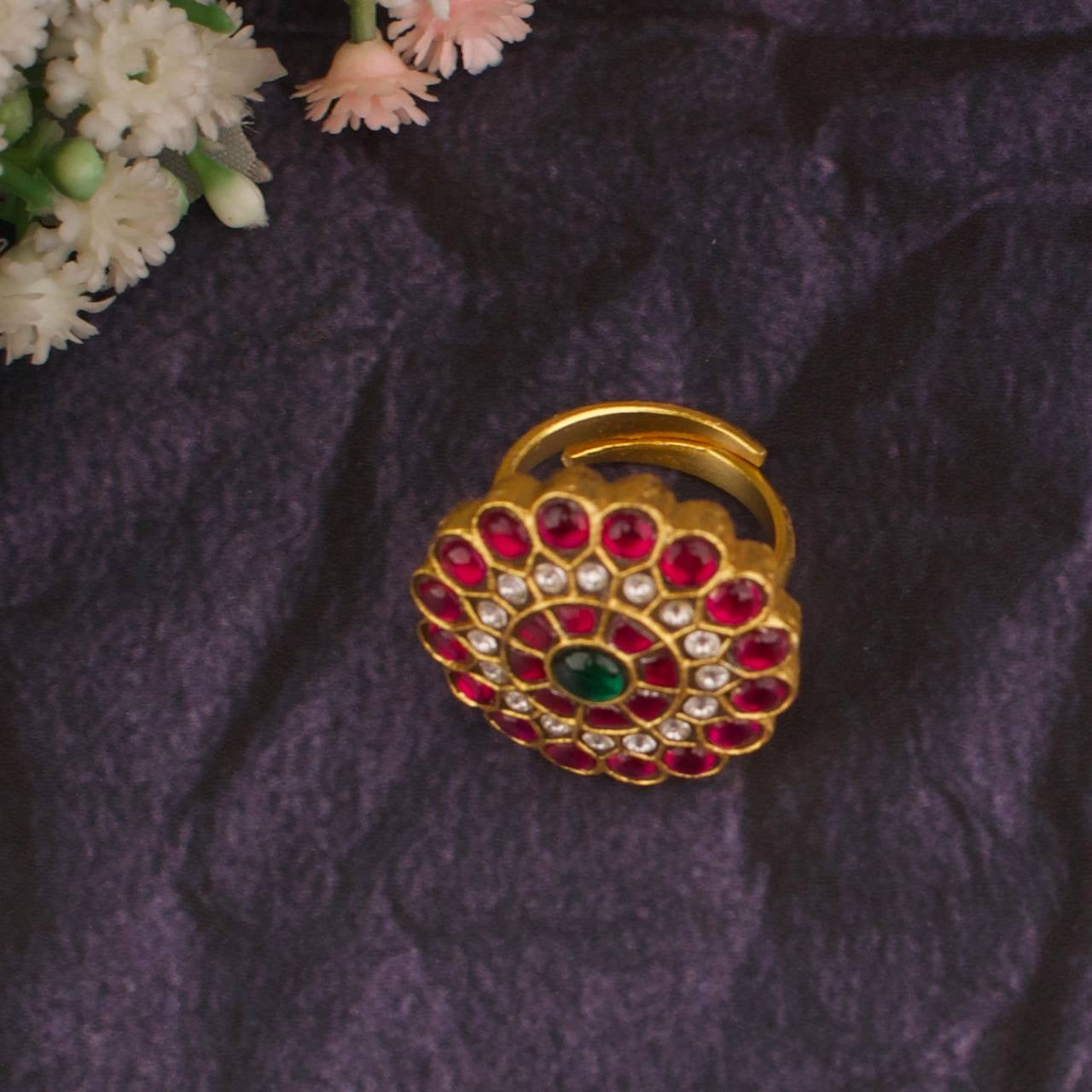Gold Style Jadau Kundan Finger Ring