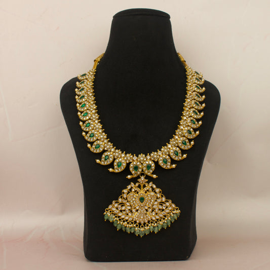 Regal Jadau Kundan Mango Mala Necklace with Intricate Pendant