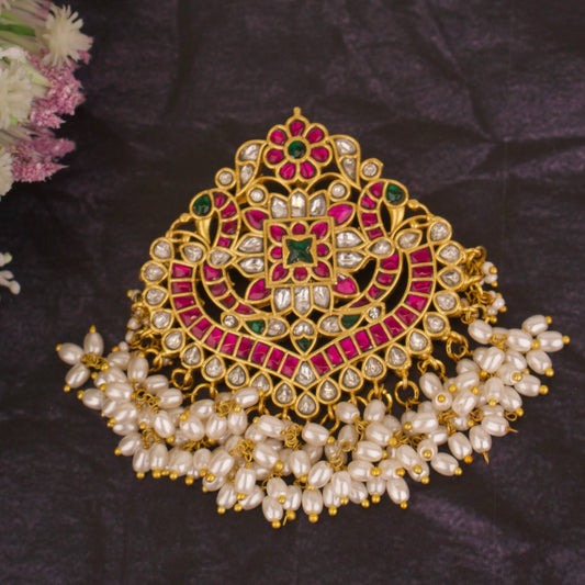Designer Jadau Kundan Pendant with Gutta Pusalu Hangings