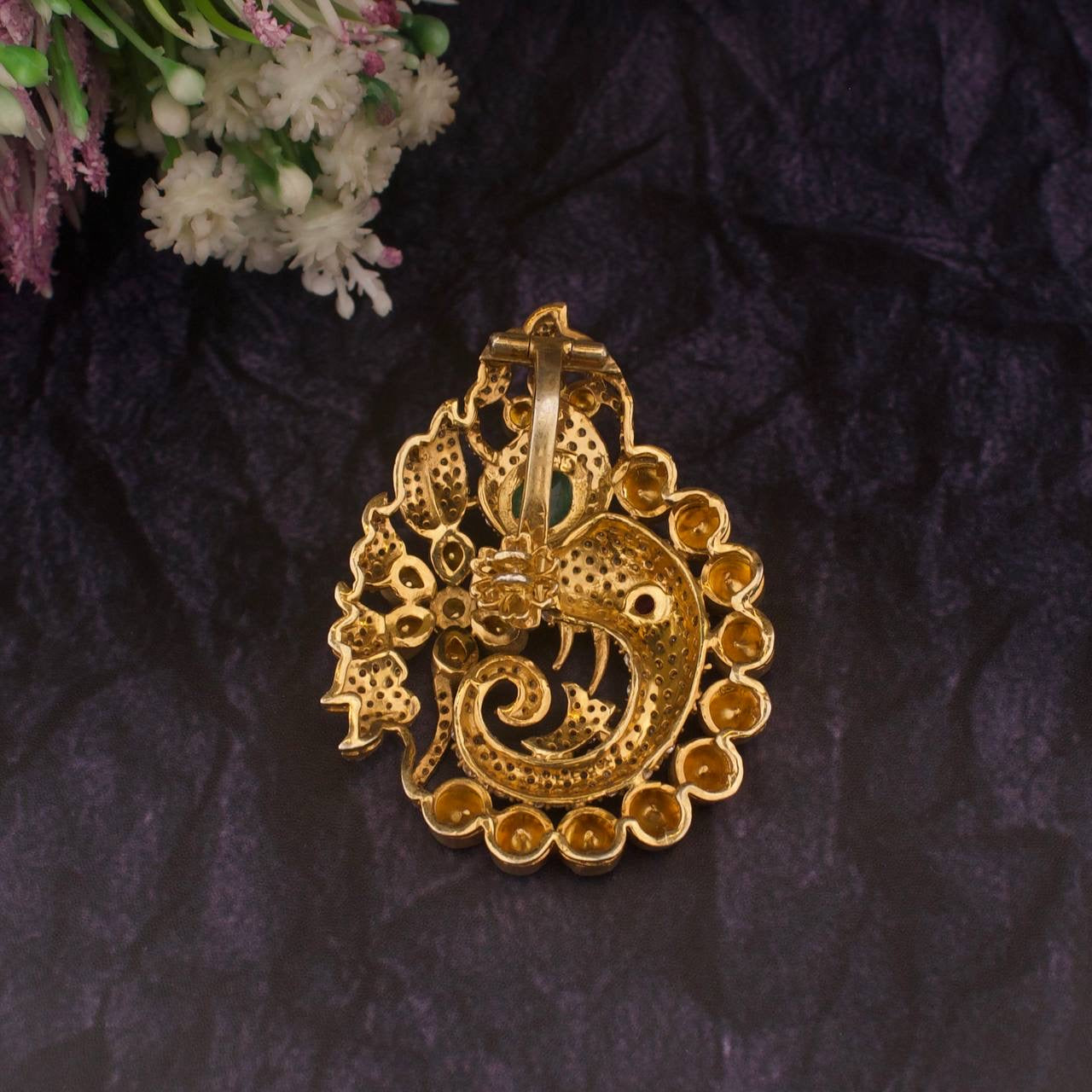 Pure 925 Silver Polki Pendant With Detachable Screw Option