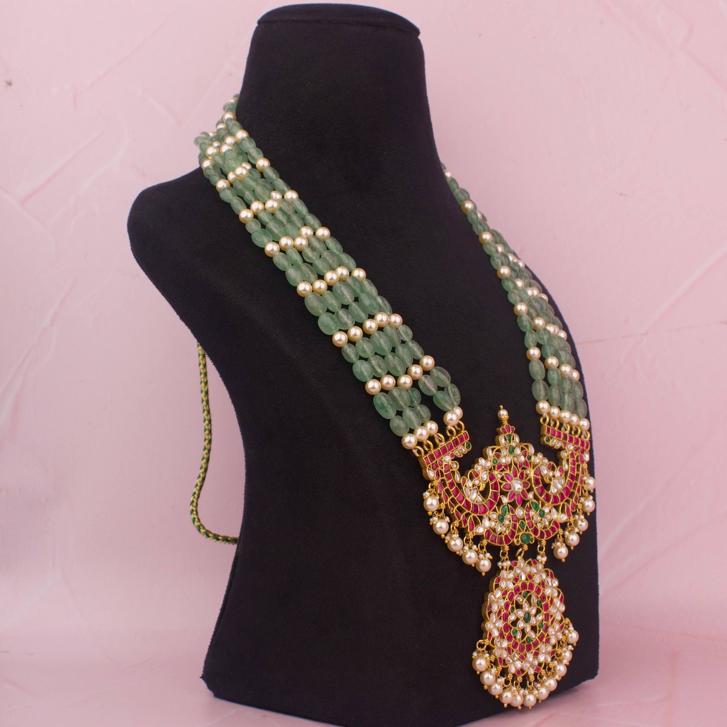 Bridal Jadau Kundan Rani Haram Beads Mala