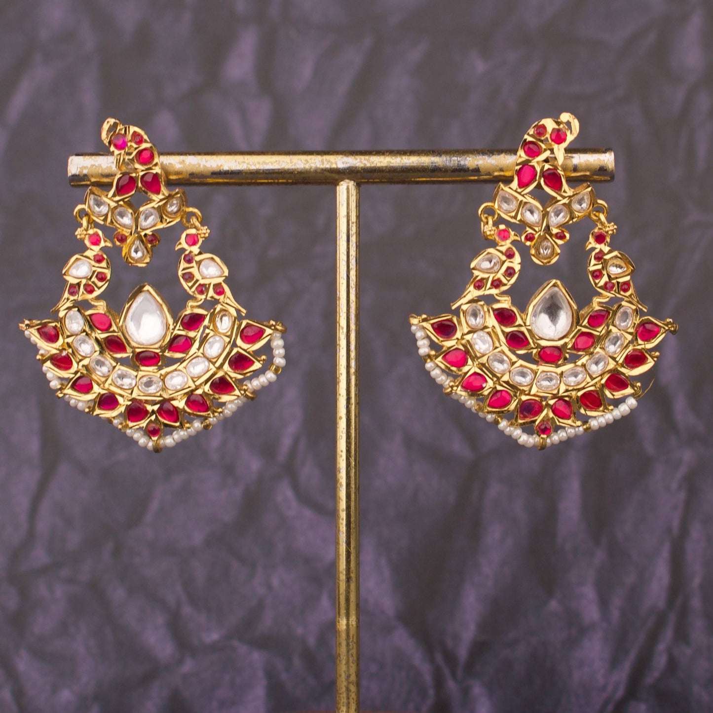 Regal Lotus Jadau Kundan Chandbali Earrings
