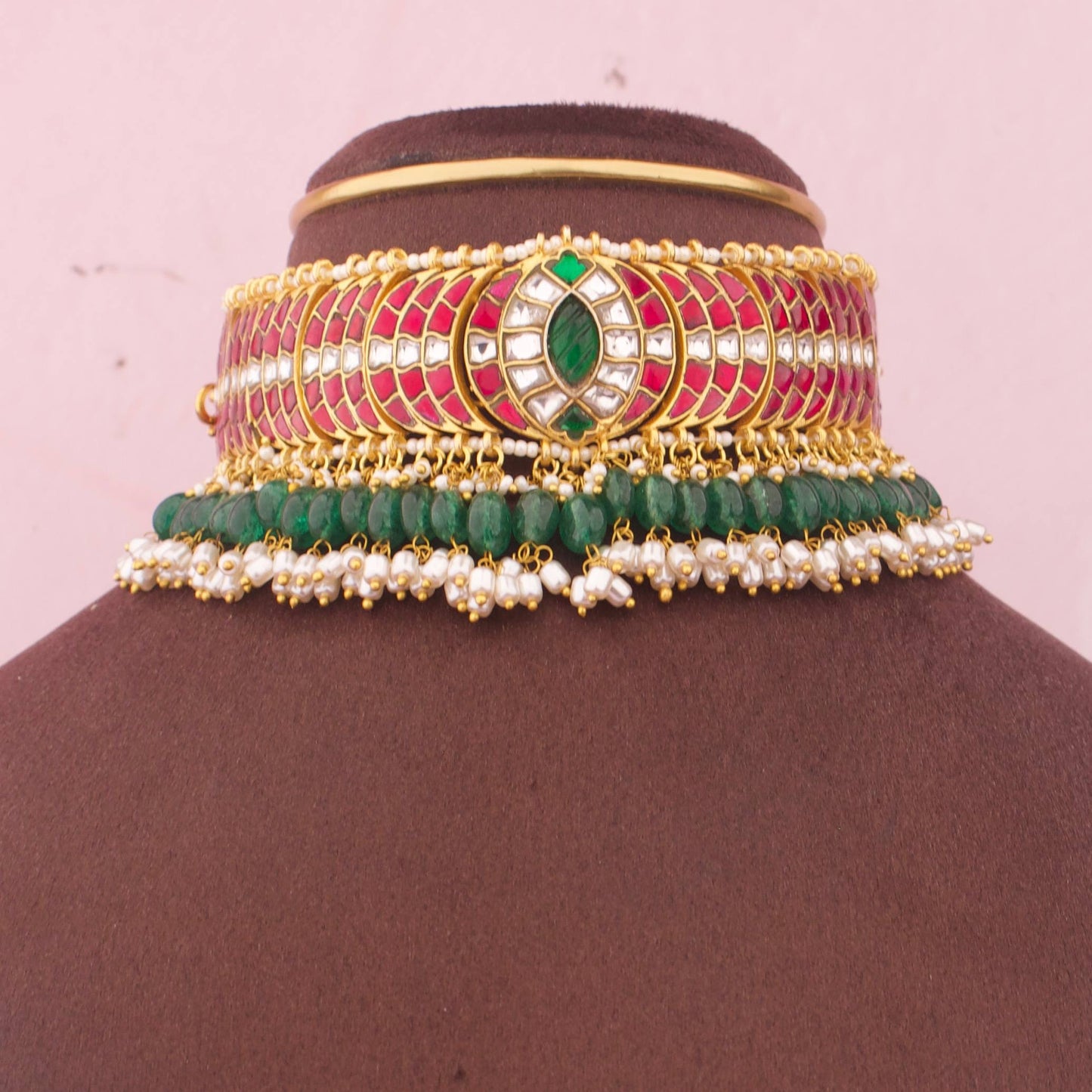 Bridal Jadau Kundan Choker With Ricepearl Hangings