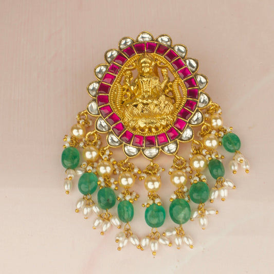 Divine Laxmi Devi Jadau Kundan Pendant