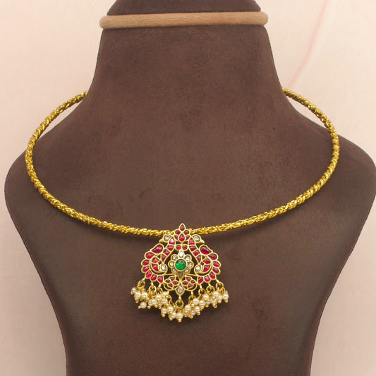 Multi Stone Jadau Kundan Hasli Necklace