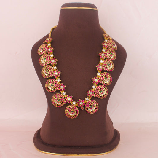 Serene Peacock Jadau Kundan Bottumala Necklace - DULHAN JEWELS
