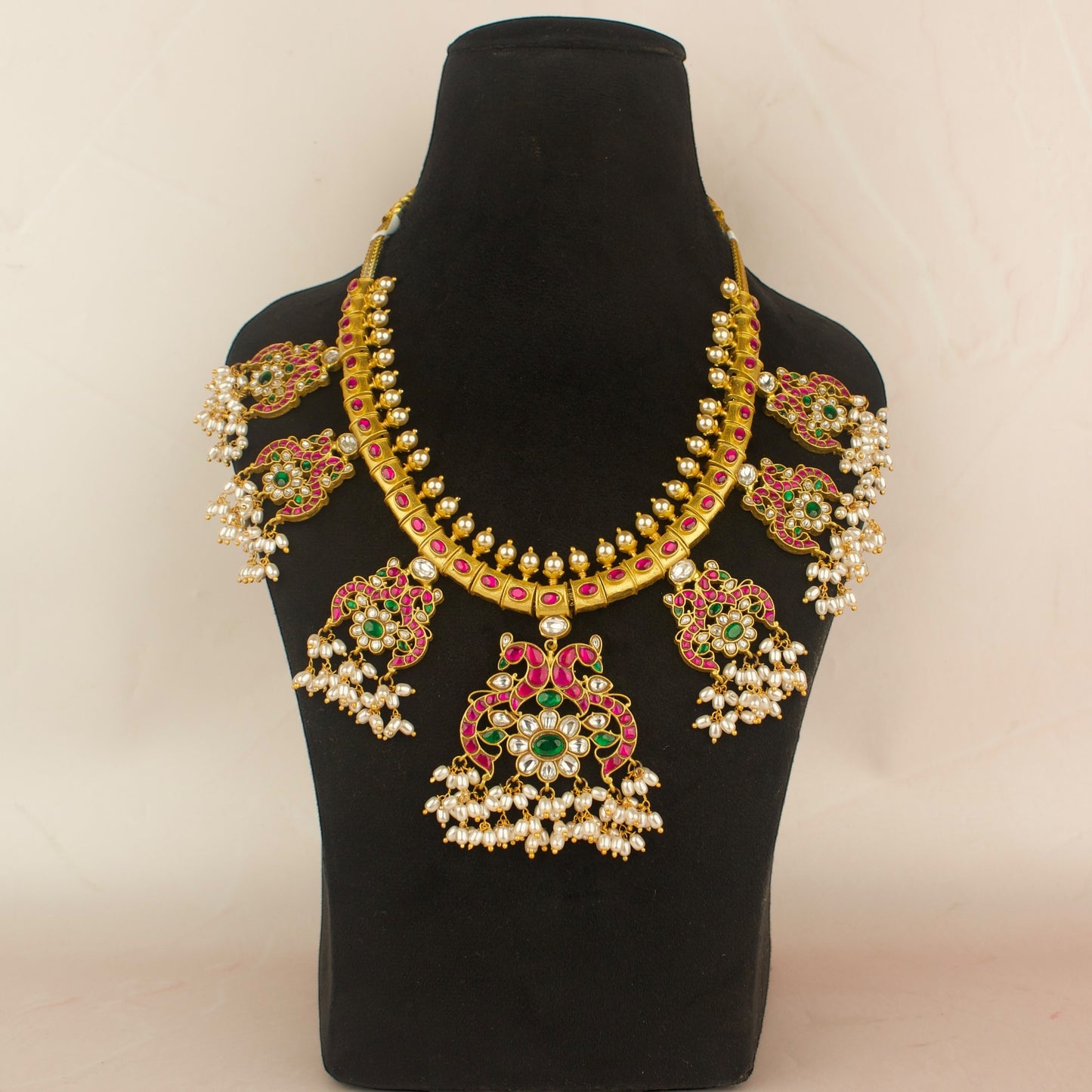 Peacock Design Jadau Kundan Guttapusalu Necklace