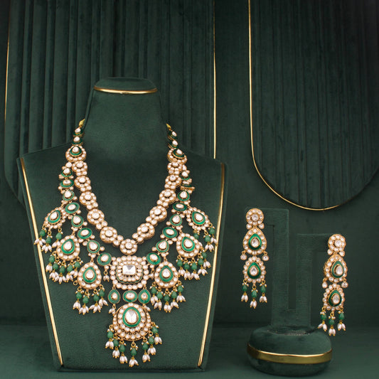 Bridal Victorian Emerald Necklace With Matching Earrings