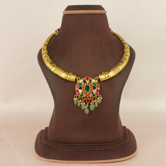 Unique Jadau Kundan Floral Kanti Necklace