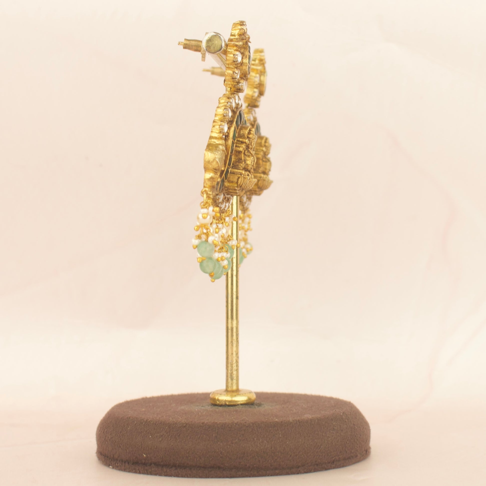 Timeless Divine Laksmi Devi and Elephant Design Jadau Kundan Short Necklace Antique Necklace
