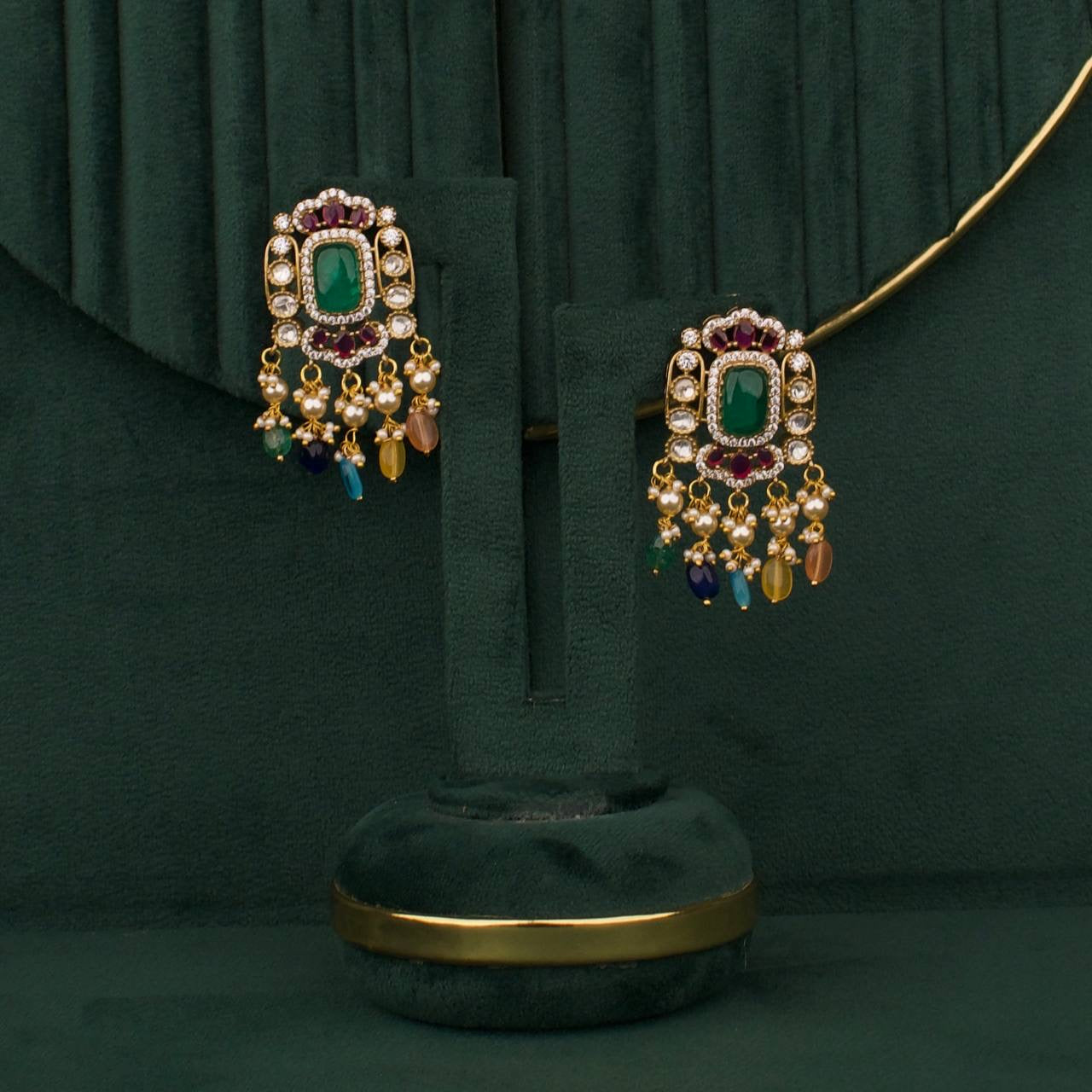 Designer Victorian Polki Fusion Chokers With Matching Earrings