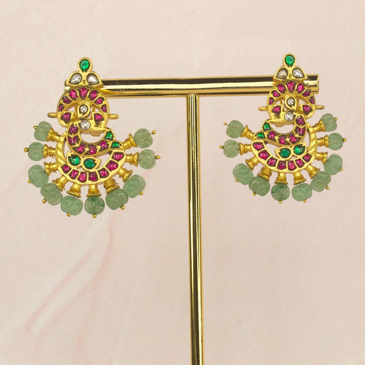 Peacock Glory Jadau Kundan Chandbali Earrings