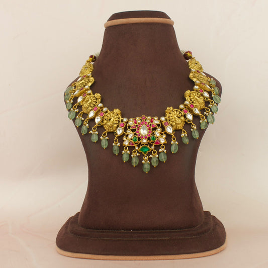 Radiant Jadau Kundan Necklace With Nakshi Work