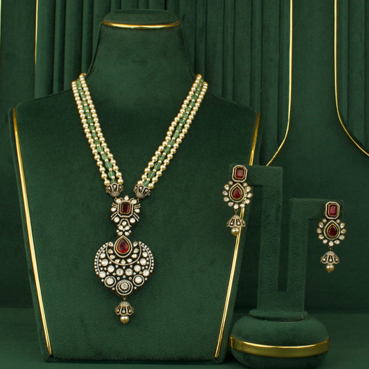 Chandbali Design Polki Victorian Beads Necklace Set