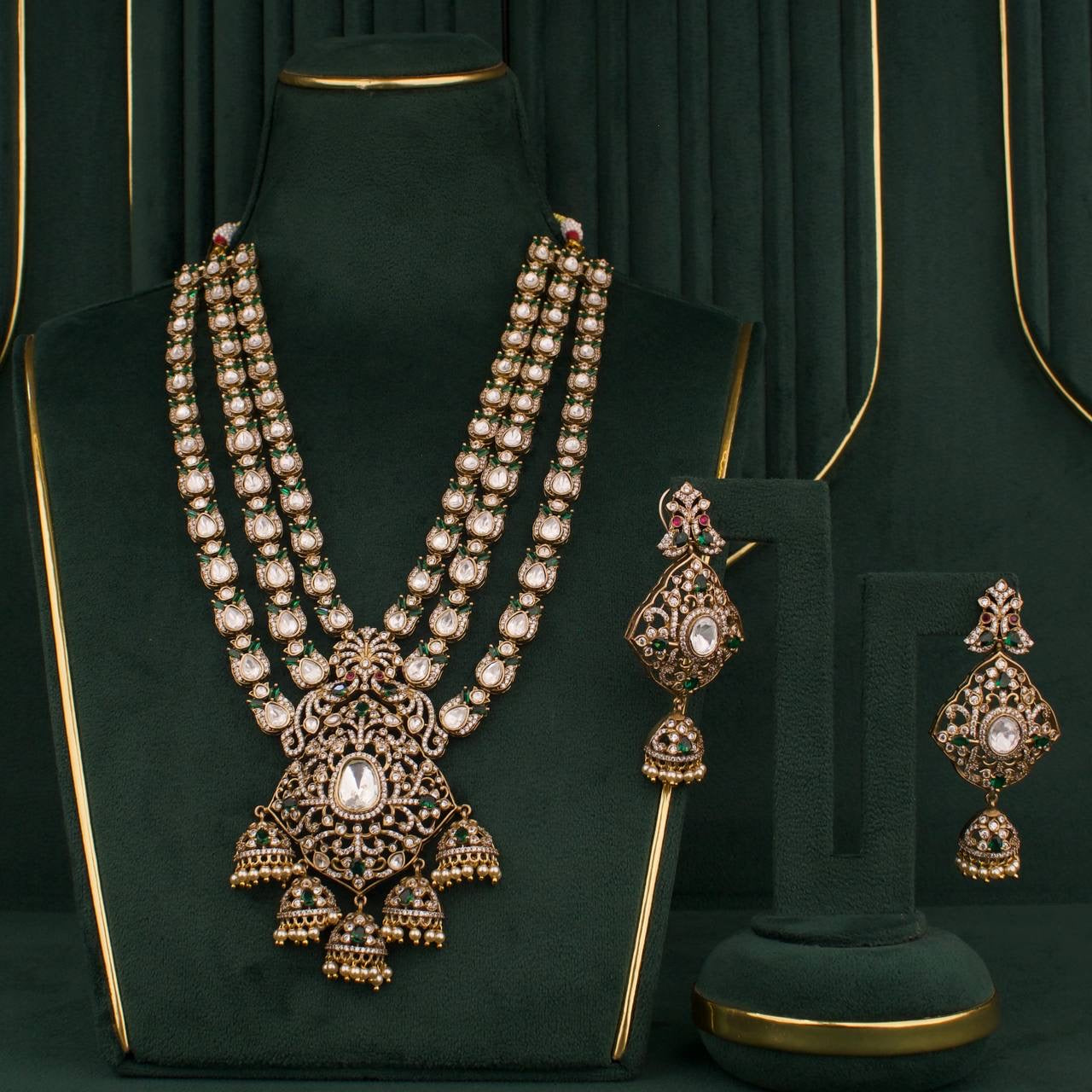 Bridal Victorian Polki Layer By Layer Haram Necklace Se