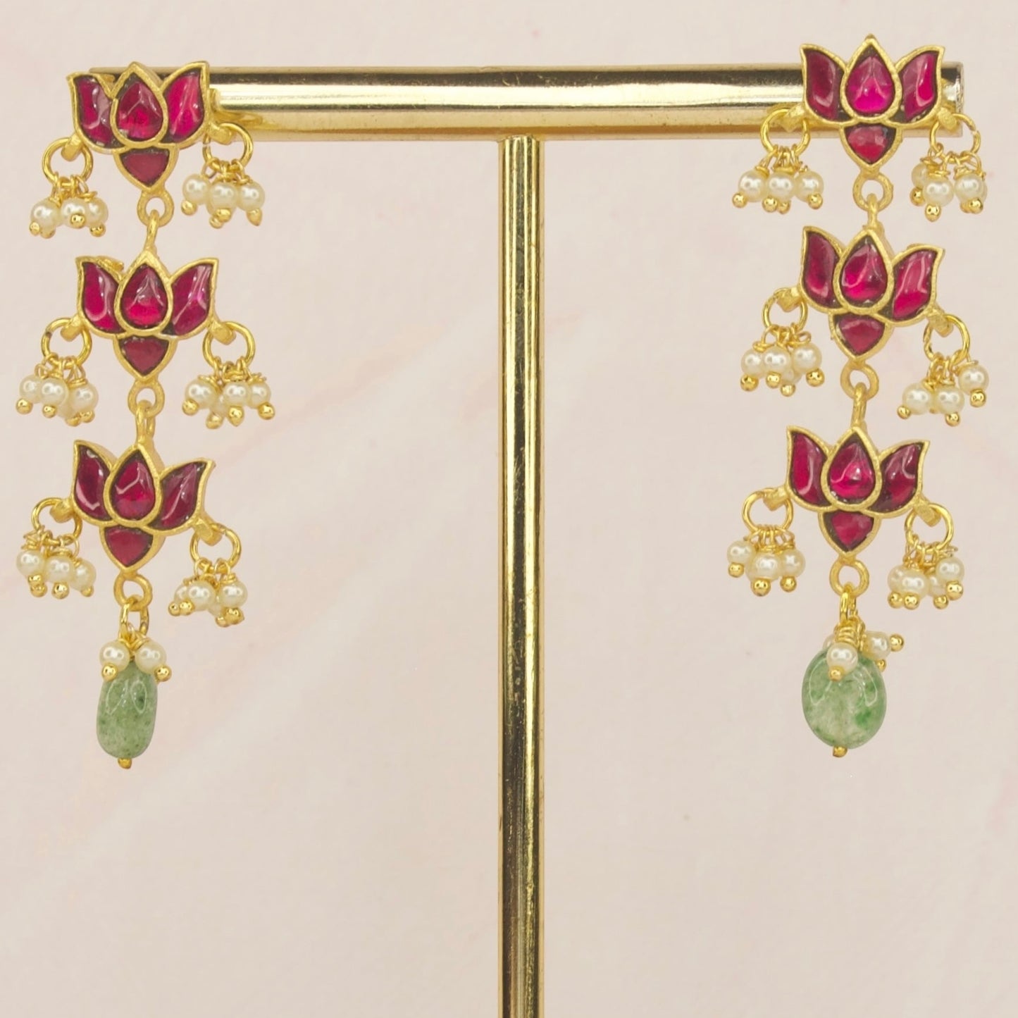 Multi Step Floral Jadau Kundan Hanging Earring