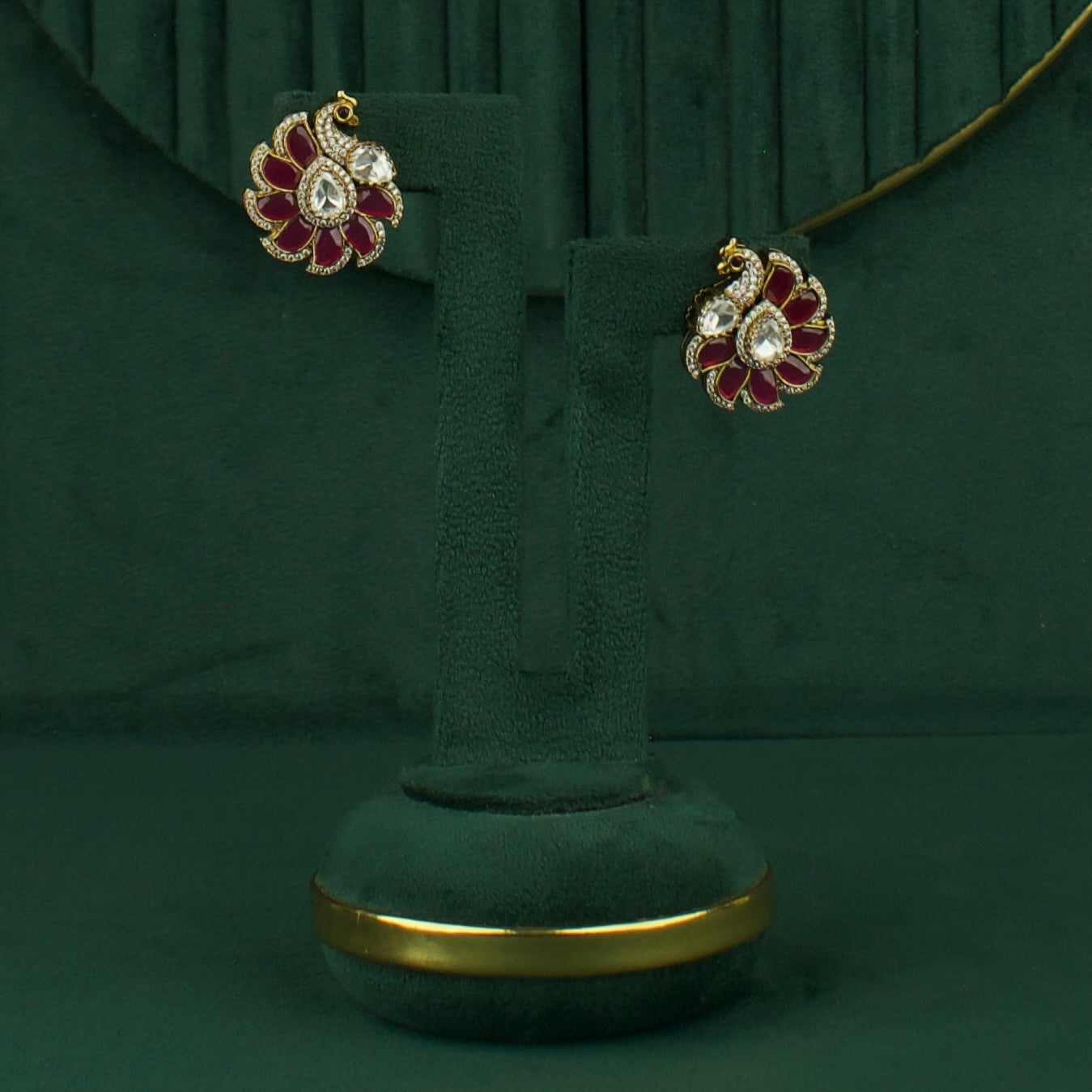 Graceful Fusion Kundan & Polki Peacock Victorian Tops