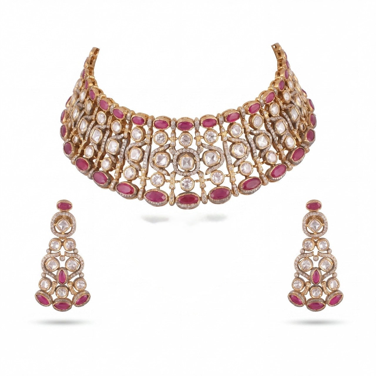 Majestic Elegance Victorian Polki Choker Set