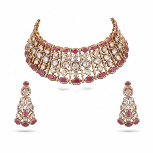 Majestic Elegance Victorian Polki Choker Set