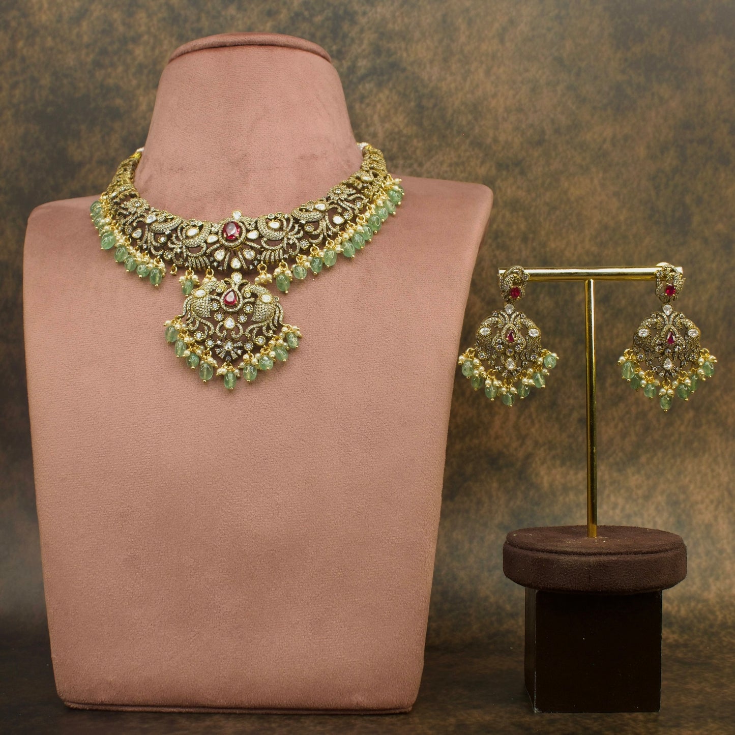 Victorian Polki Radiance Short Necklace Set