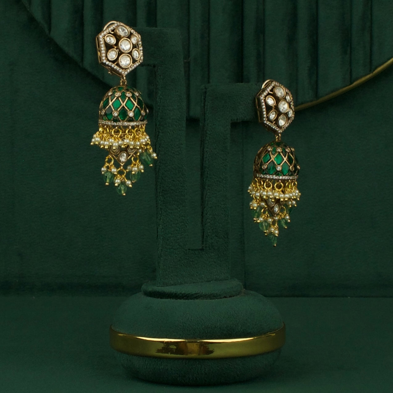 Trending Polki Studded Kundan Jhumki Earrings