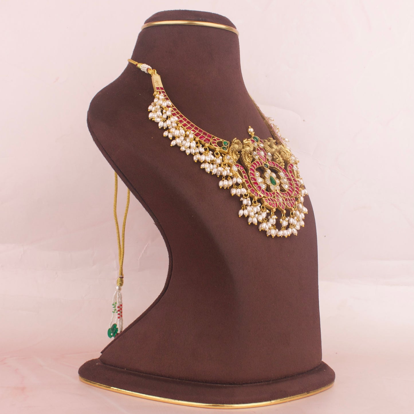 Gold Look Jadau Kundan Kanti Style Guttapusalu Necklace