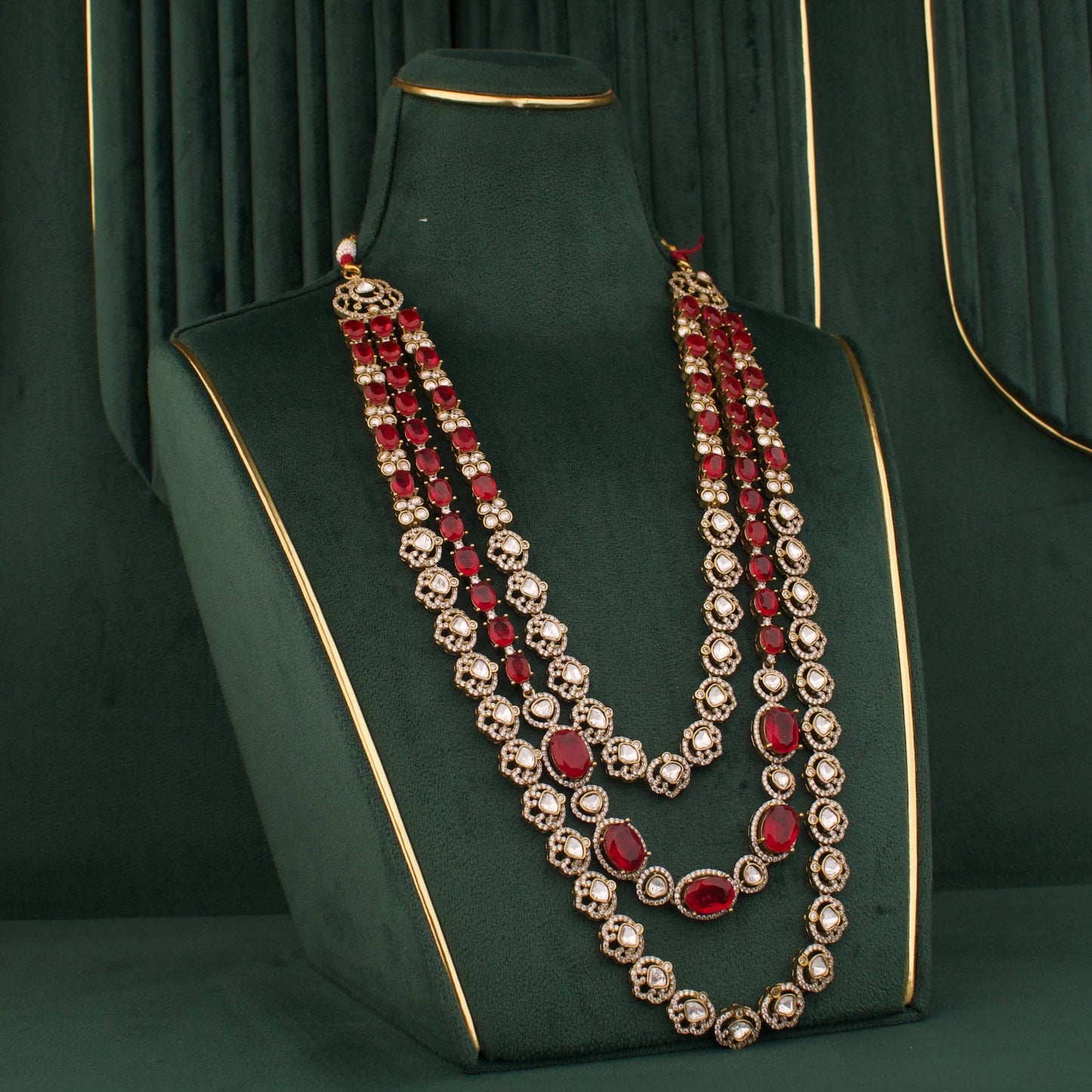 Polki Bridal Multi-Layered Necklace And Earring Set