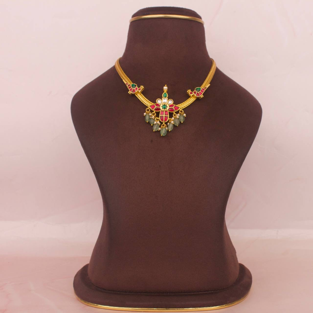 Simple Jadau Kundan Nantad Chain Necklace
