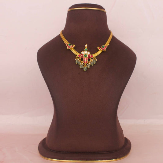 Simple Jadau Kundan Nantad Chain Necklace