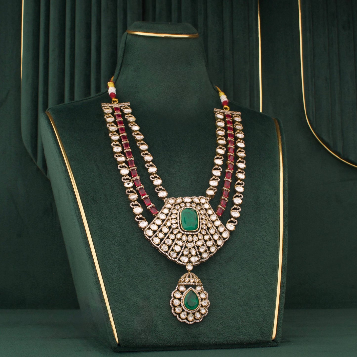 Sabyasachi Inspired Royal Polki Layer Haram With Earrings