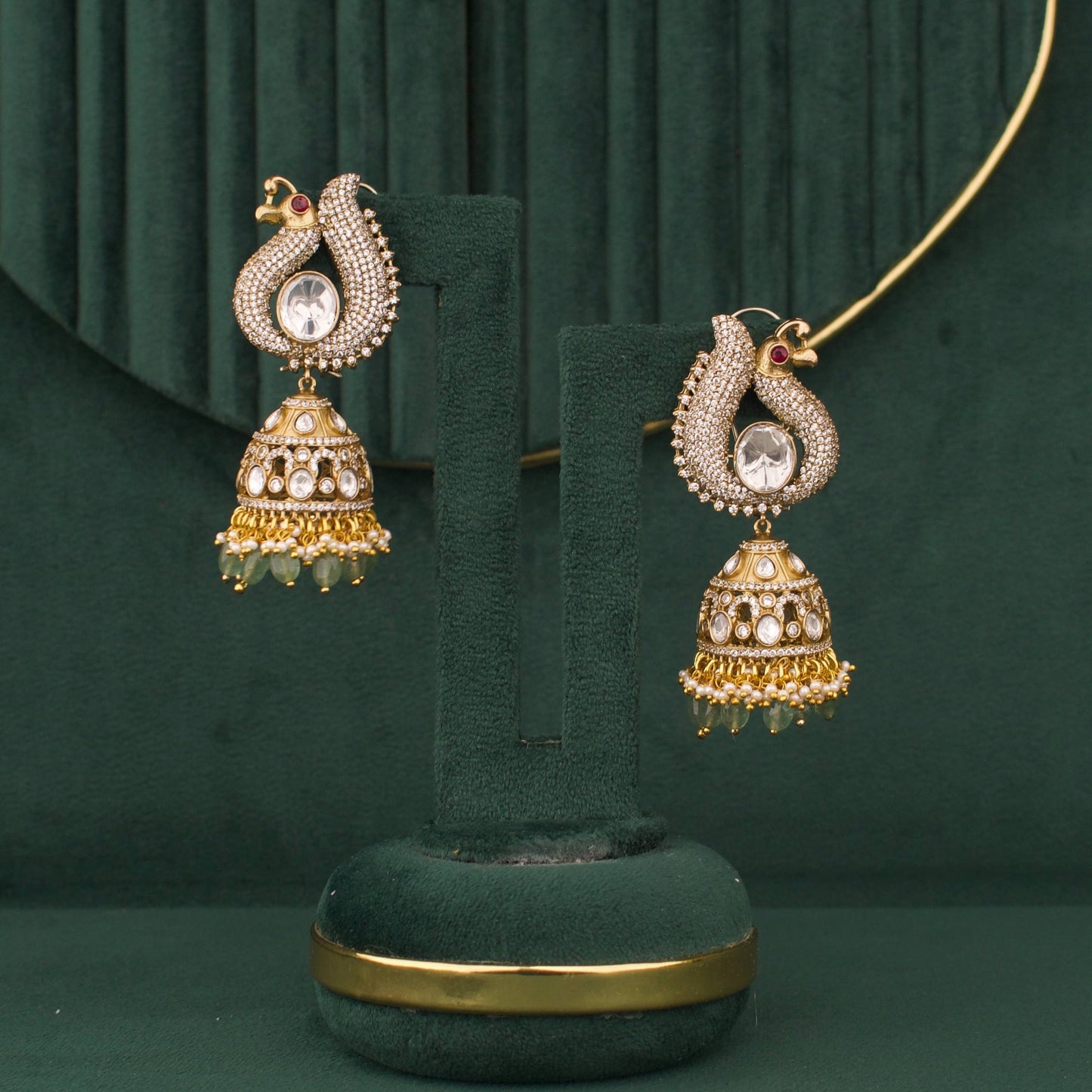 Heritage Victorian Necklace Set With Polki Stones And Jhumkas