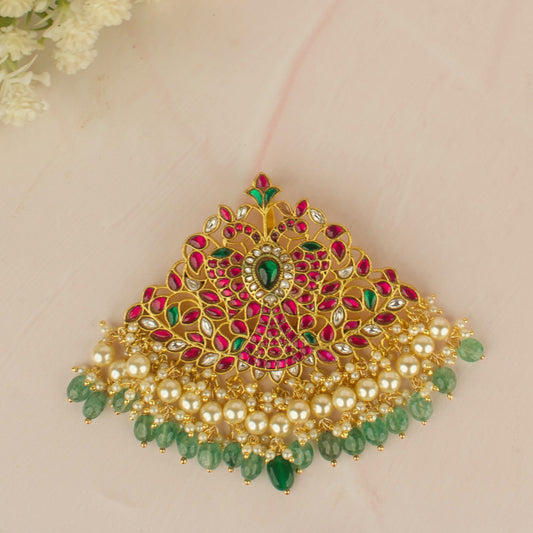 Jadau Kundan Locket With Beads & Pearls Hangings