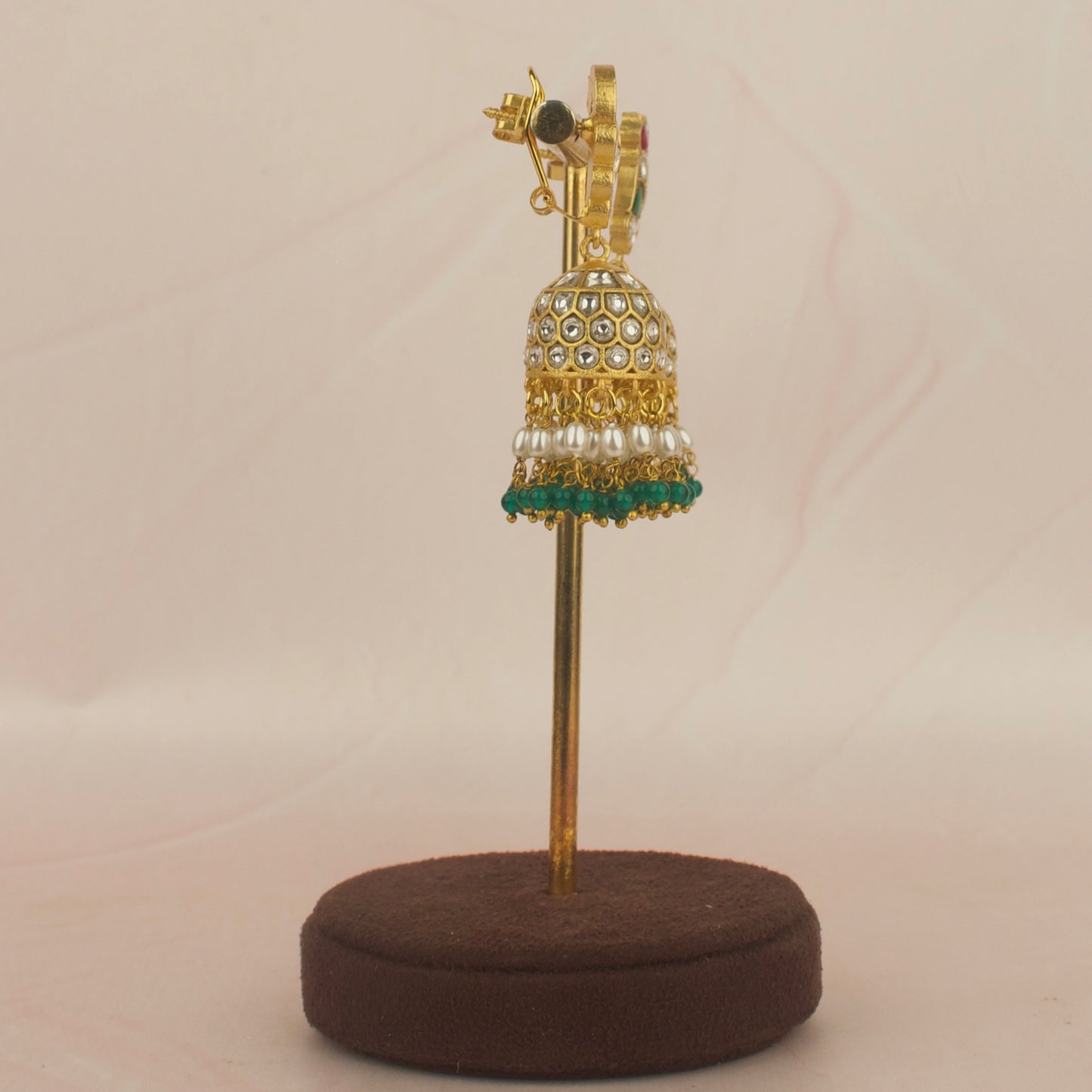 Peacock Studded Jadau Kundan Jhumki Earrings