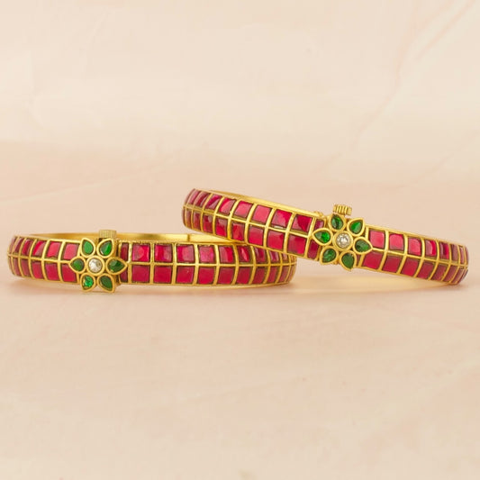 Traditional Floral Design Jadau Kundan Bangles