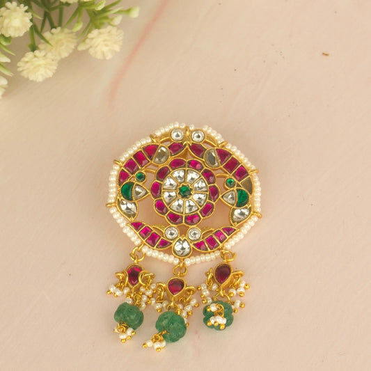 Radiant Floral Wheel Jadau Kundan Petite Pendant