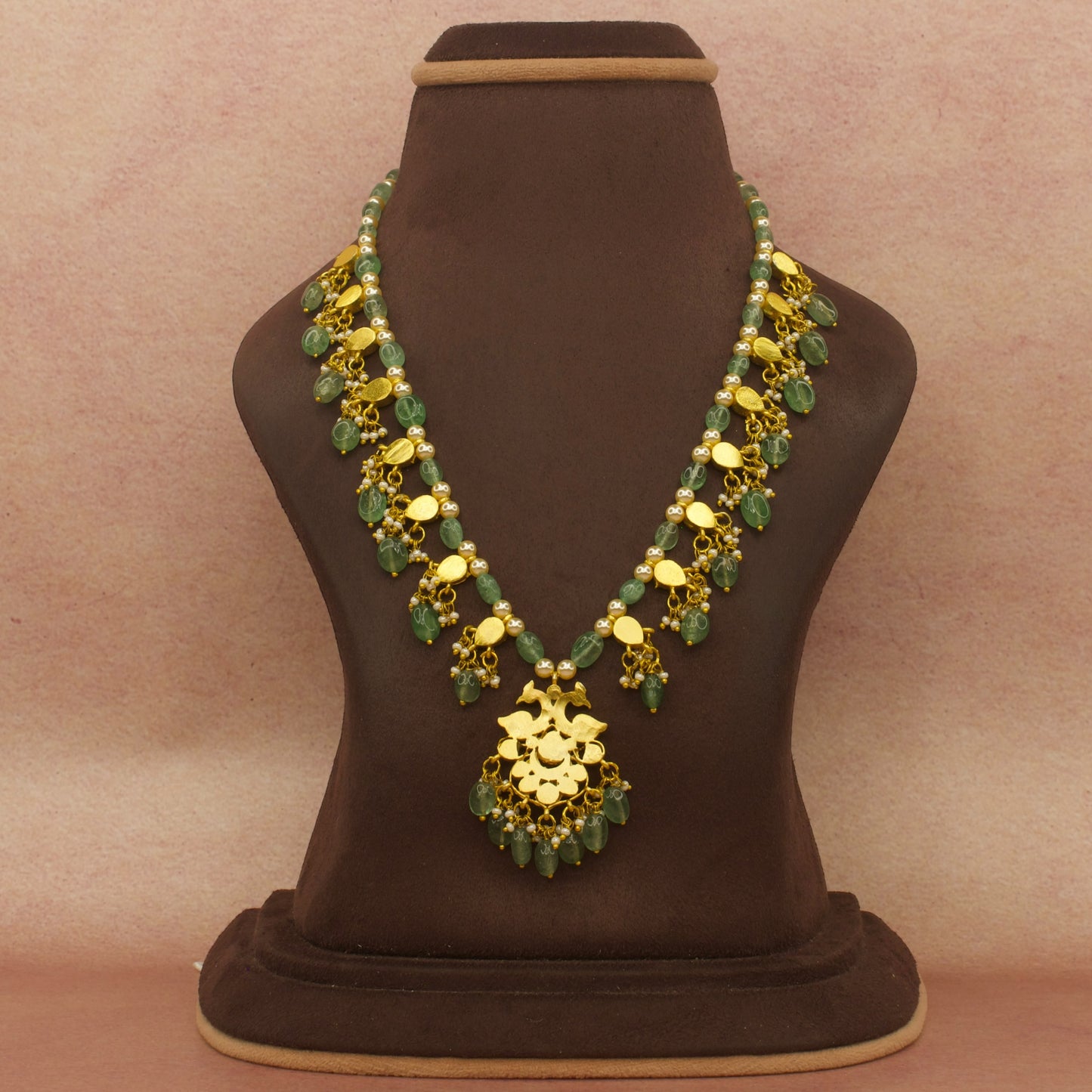 Majestic jadau kundan beads chain necklace