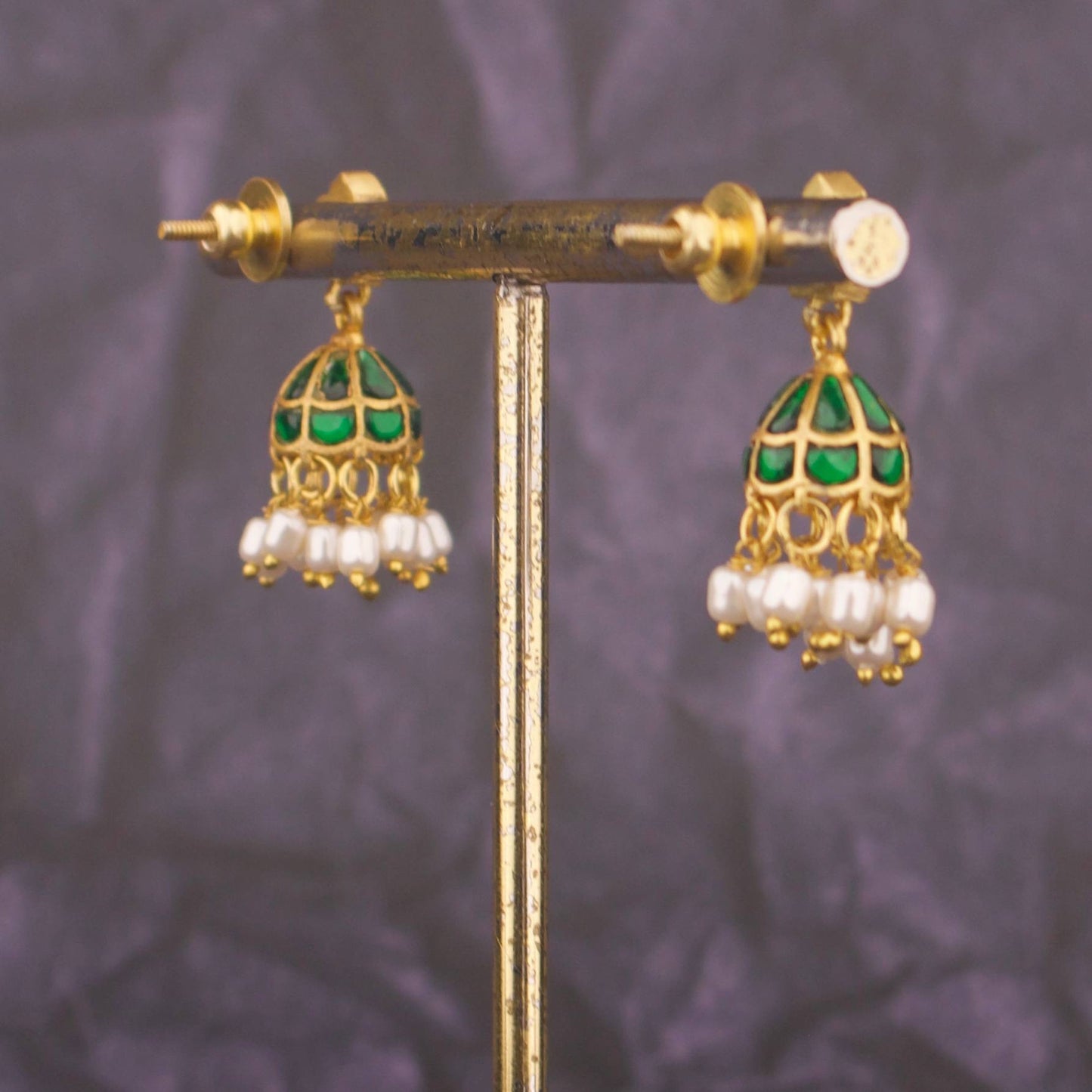Jadau Kundan Jhumki Earrings With Pearl Drops