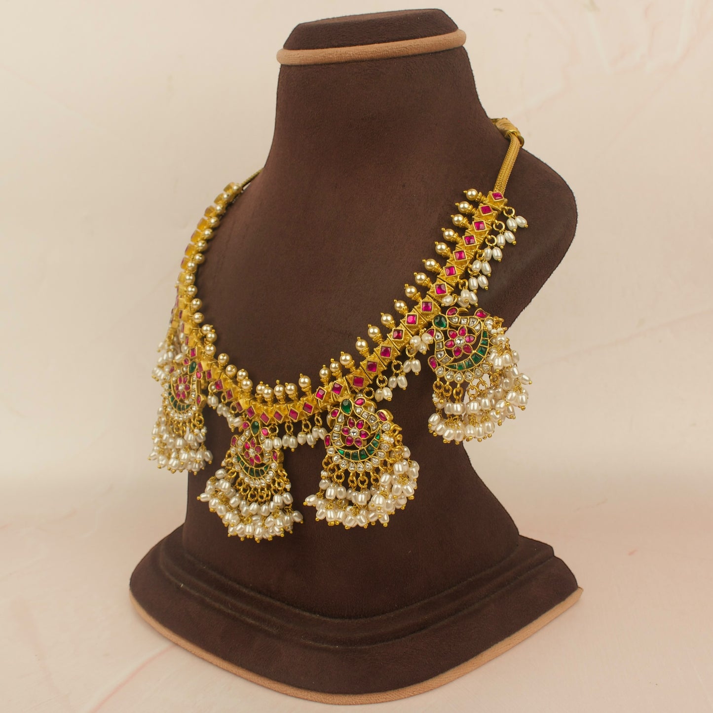 Traditional South Indian Design Kundan Guttapusalu Necklace