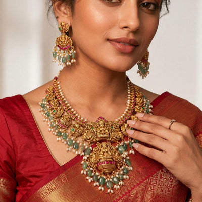 Divine Lakshmi Devi Nakshi Jadau Kundan Necklace Set