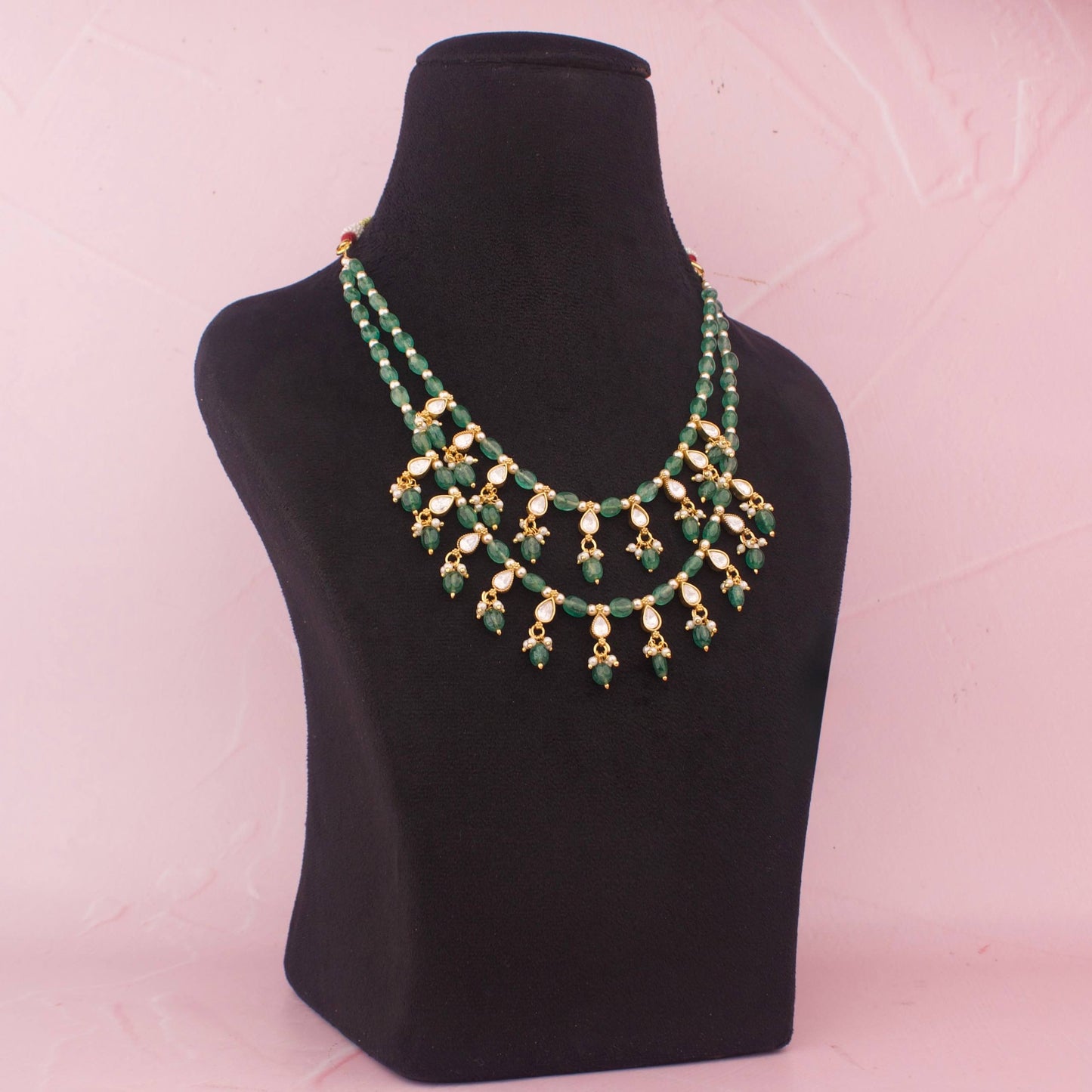 Elegant Polki Layer Beads Haram