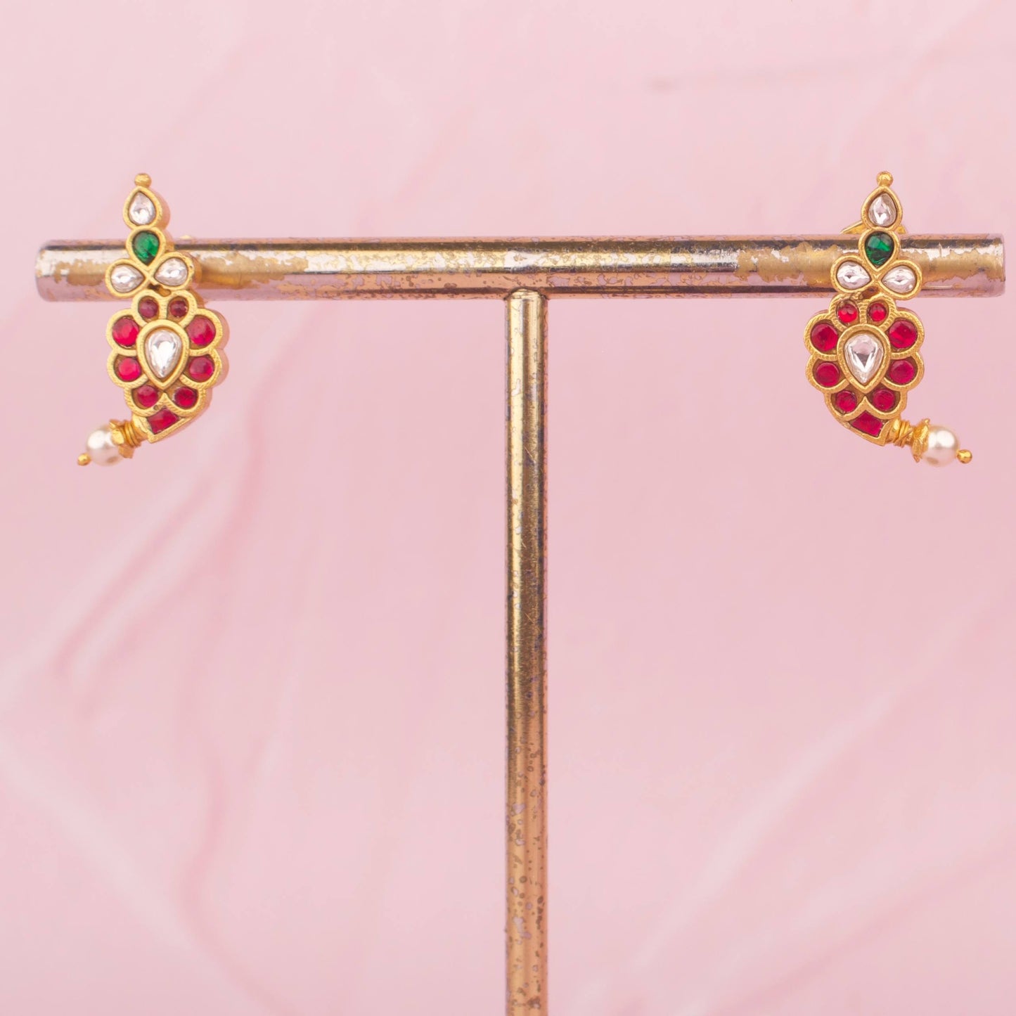 Opulent Jadau Kundan Mango Haram With Peacock Pendant And Green Drops