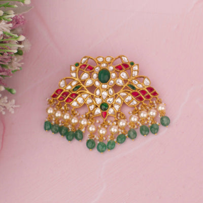 Stylish Jadau Kundan Locket With Pearl Hangings