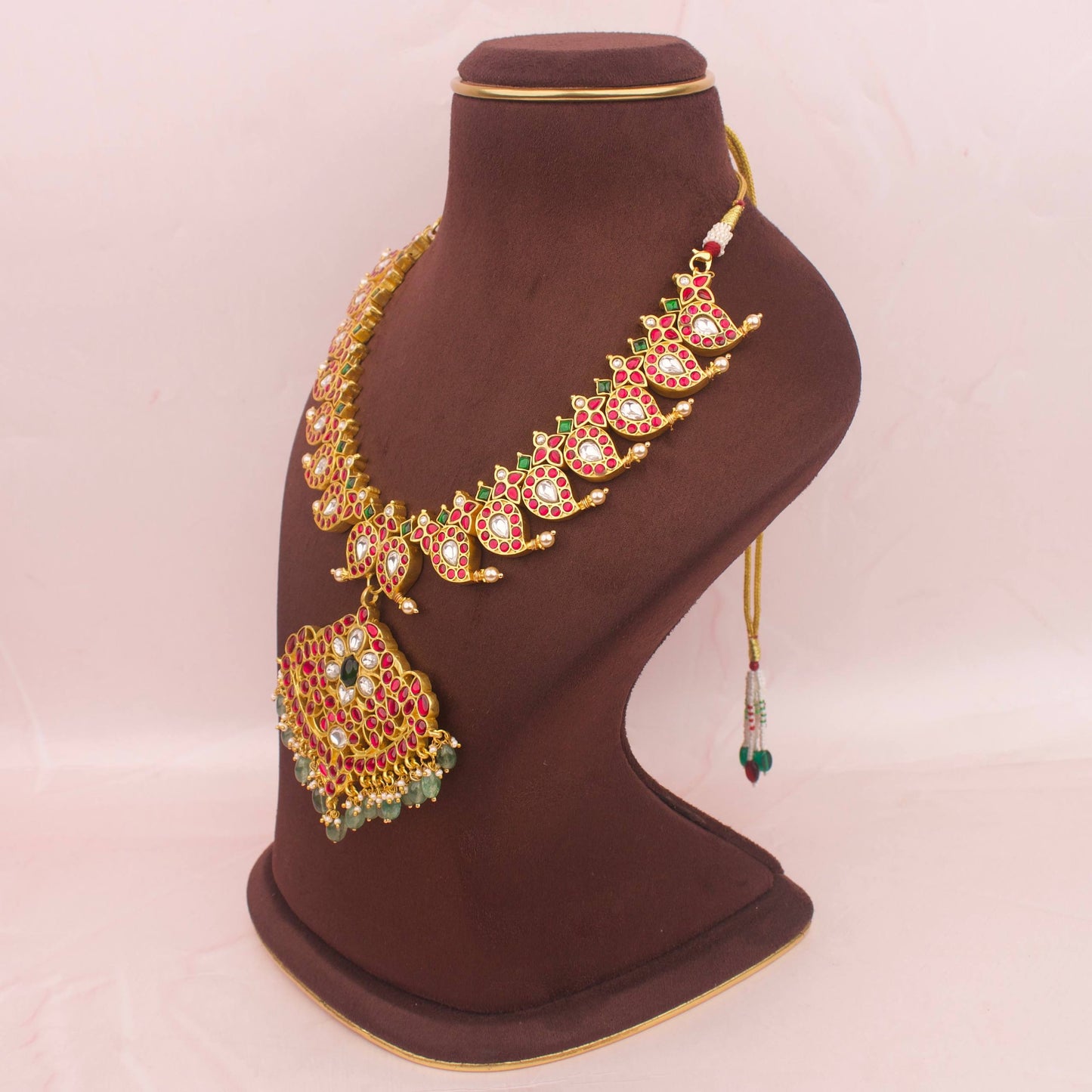 Gold Inspired Jadau Kundan Reversible 2 In 1 Mango Necklace